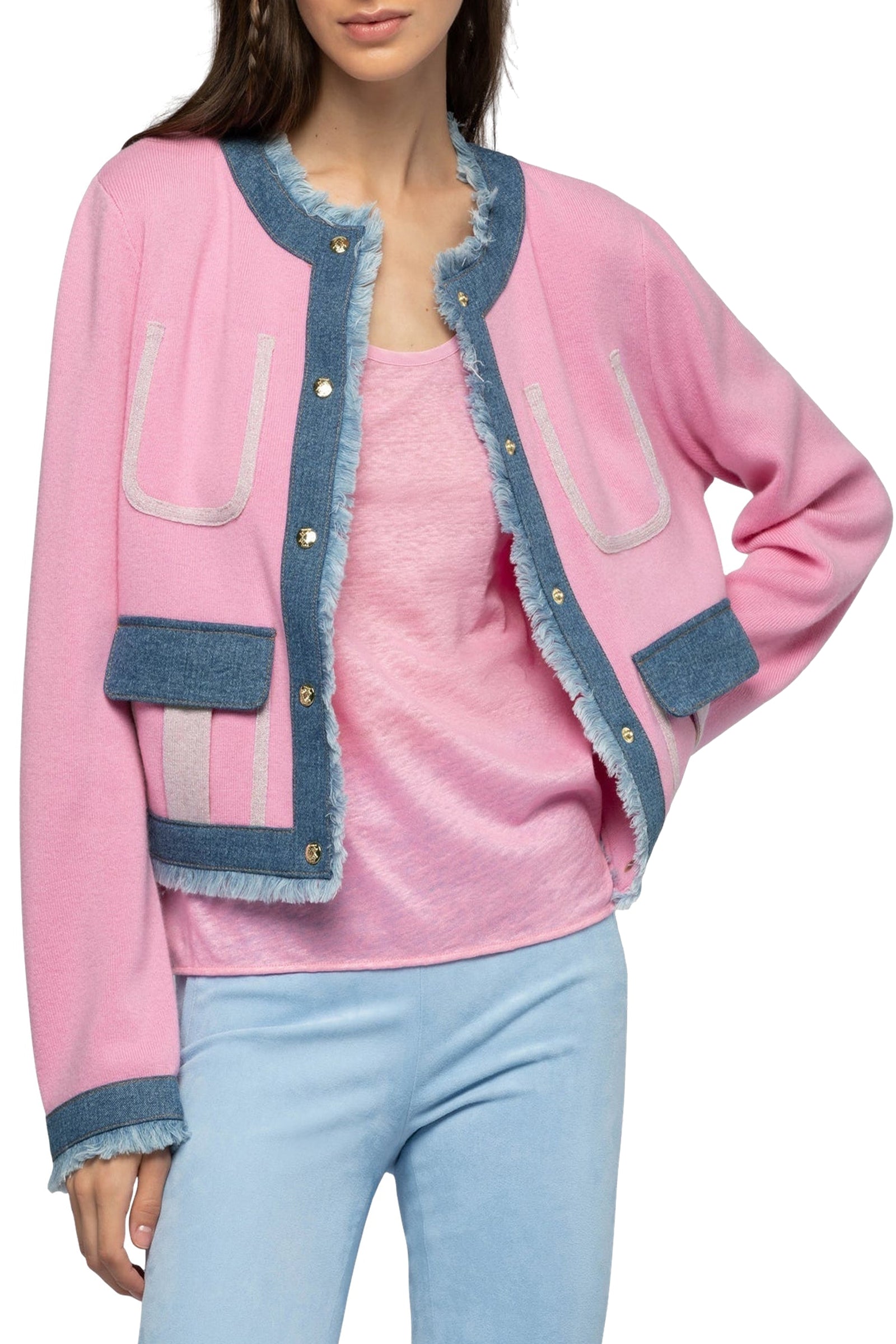 Short knitted Vadela jacket with inserts - Bonbon
