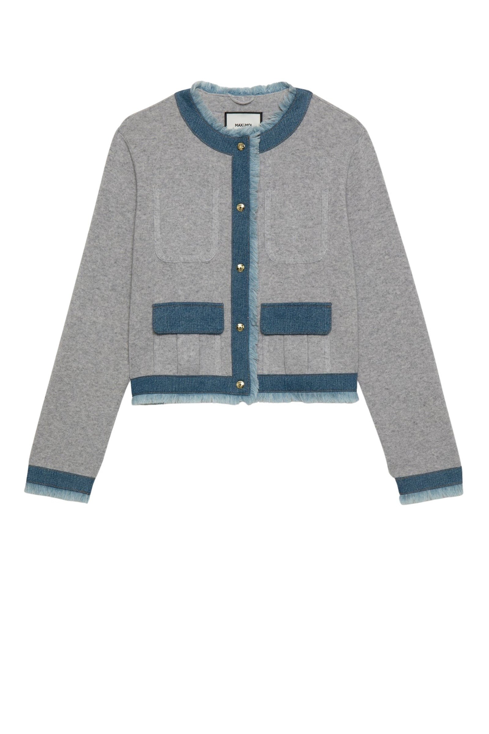 Short knitted Vadela jacket with inserts - Grey