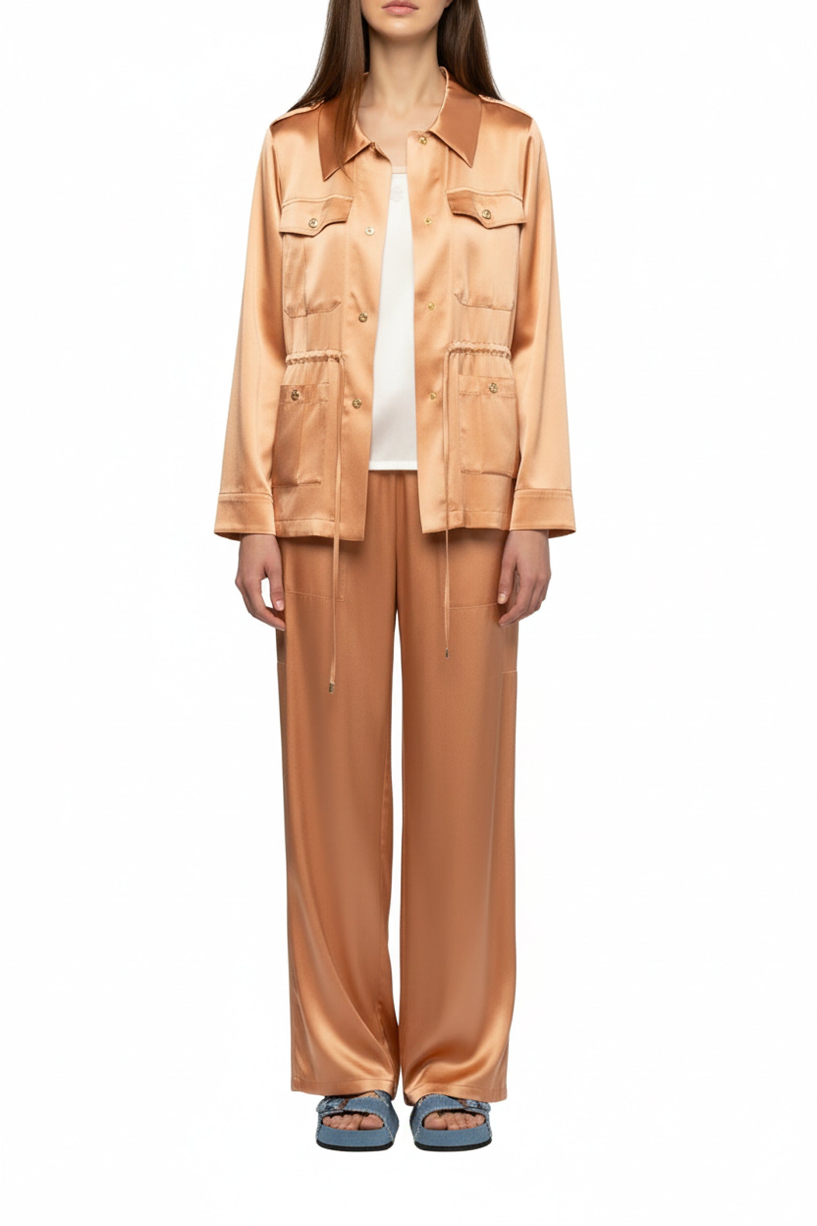 Veste Vagnes saharienne en soie - Camel