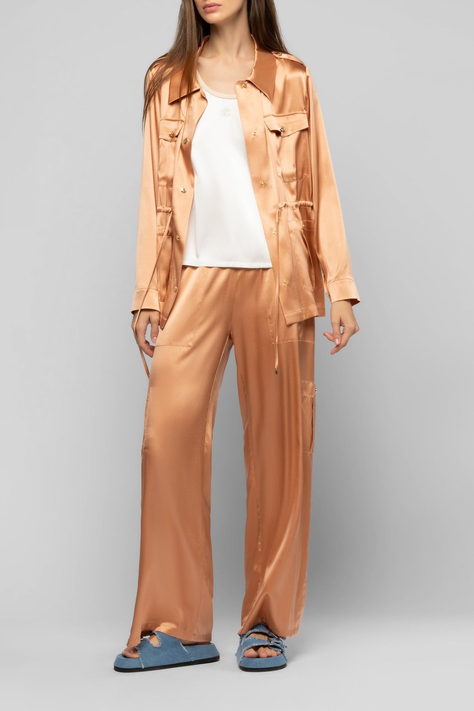 Veste Vagnes saharienne en soie - Camel