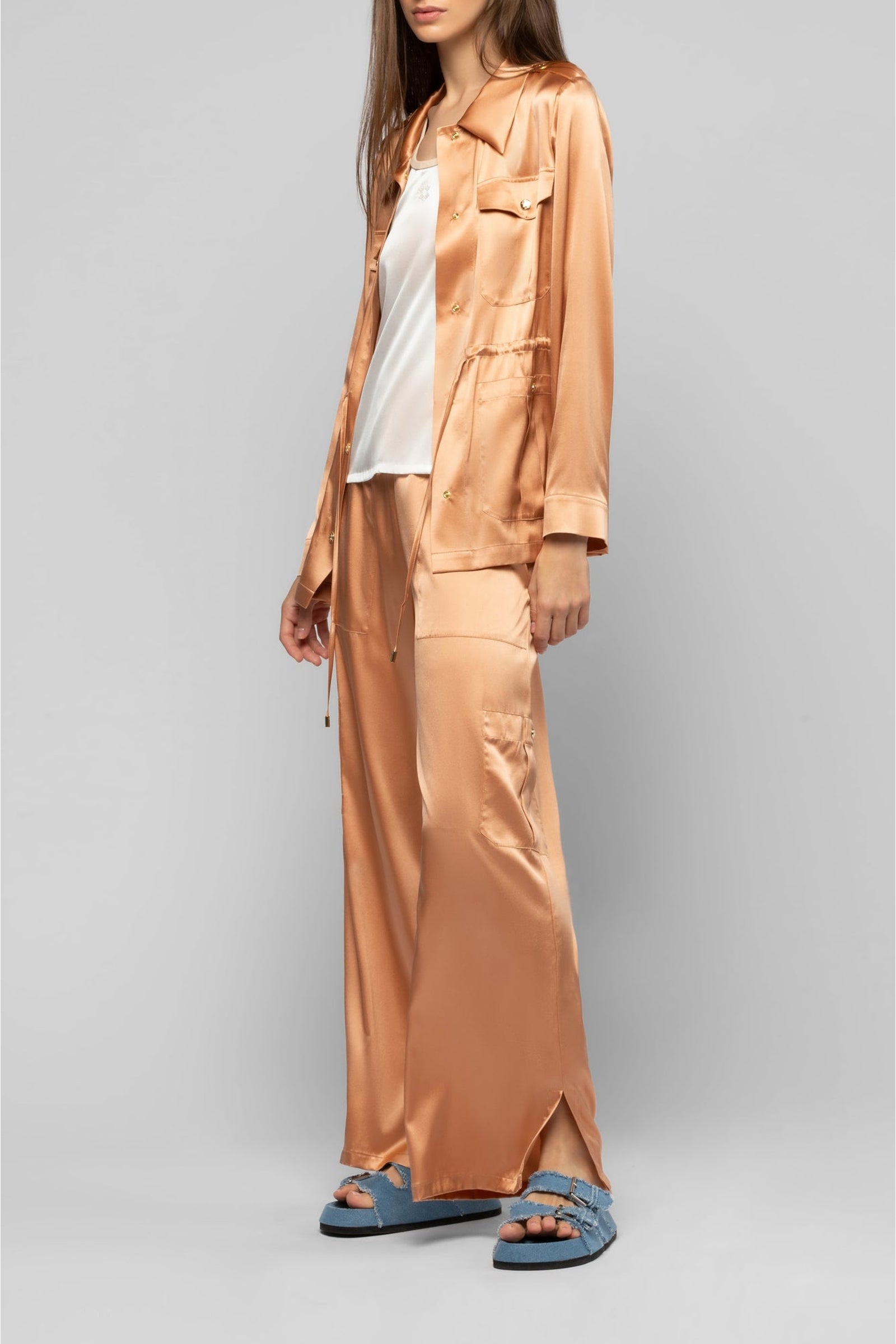 Veste Vagnes saharienne en soie - Camel