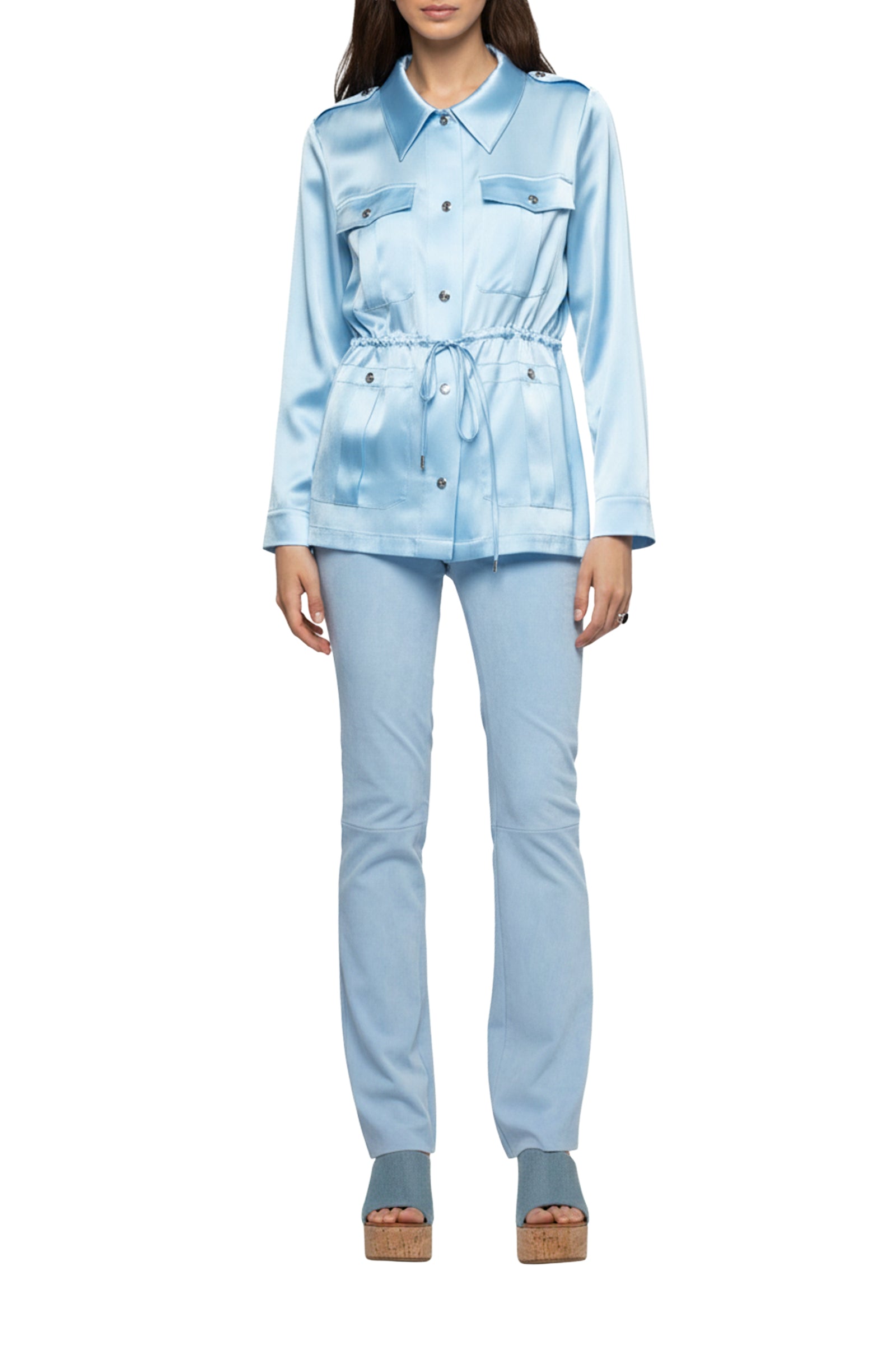 Vagnes silk safari jacket - Ciel