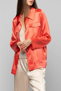 Veste Vagnes saharienne en soie - Corail