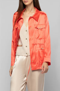 Veste Vagnes saharienne en soie - Corail