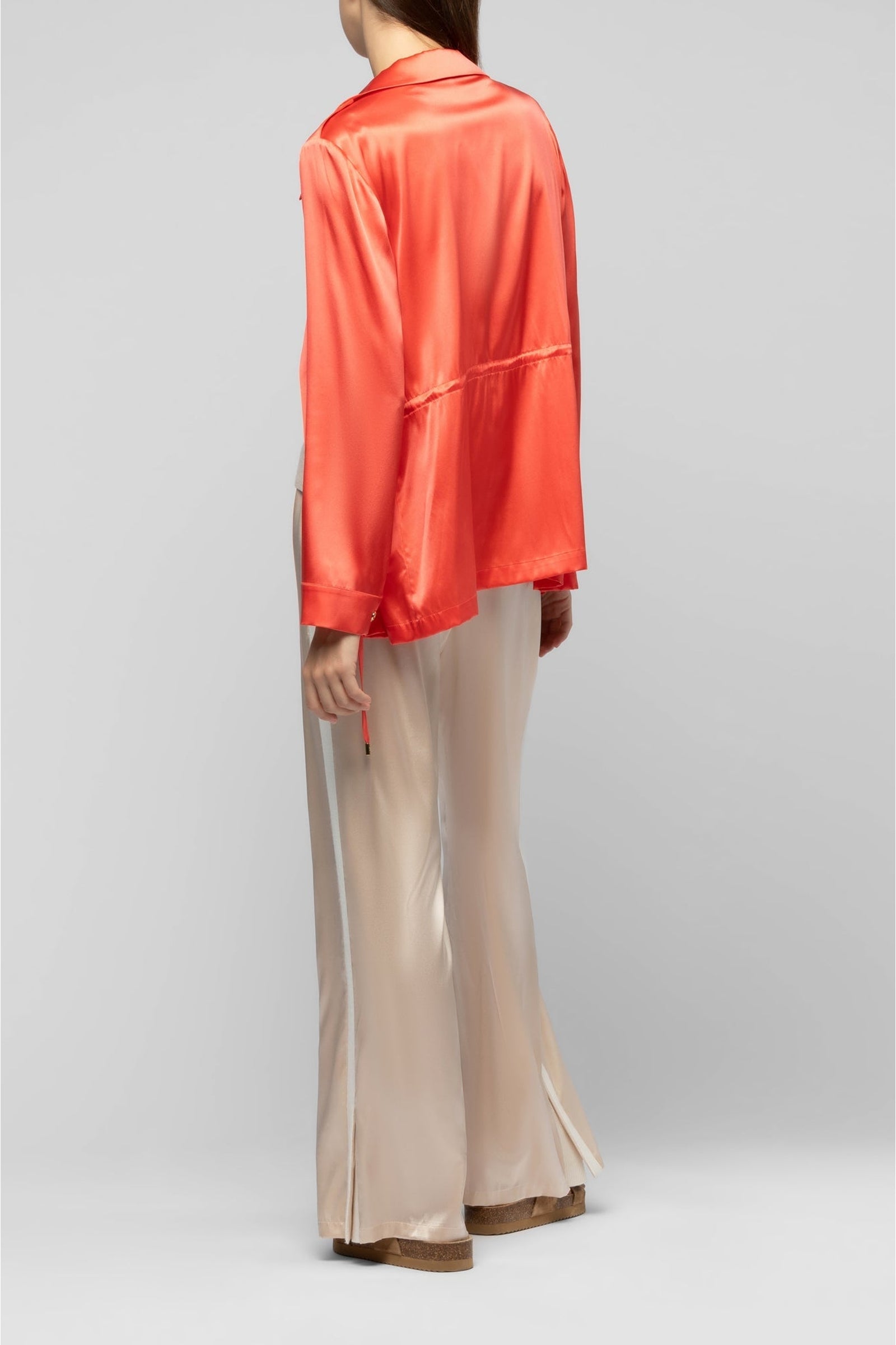 Veste Vagnes saharienne en soie - Corail