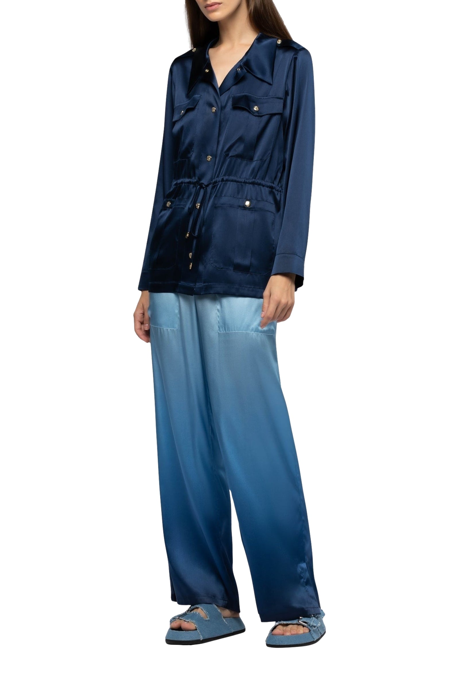 Vagnes silk safari jacket - Navy