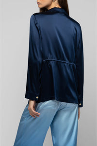 Vagnes silk safari jacket - Navy