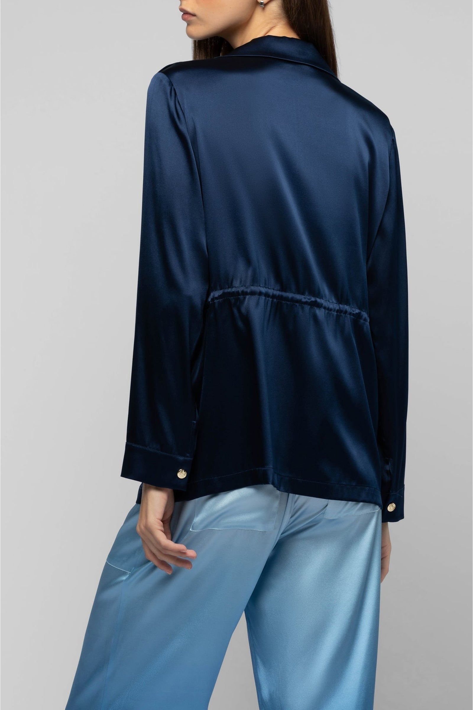 Vagnes silk safari jacket - Navy