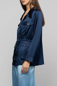 Vagnes silk safari jacket - Navy
