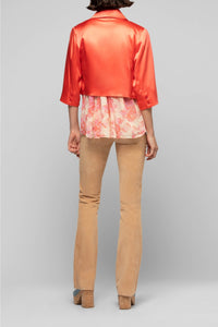 Vaicha short silk jacket inspired by a man's jacket - Coral