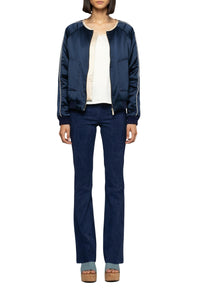 Valais bombers jacket in silk with contrasting details - Navy