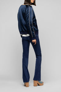 Valais bombers jacket in silk with contrasting details - Navy
