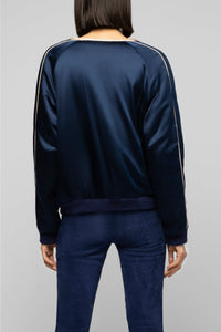 Valais bombers jacket in silk with contrasting details - Navy
