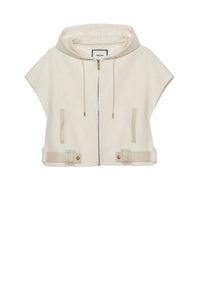 Vani short double-faced wool cape jacket - White