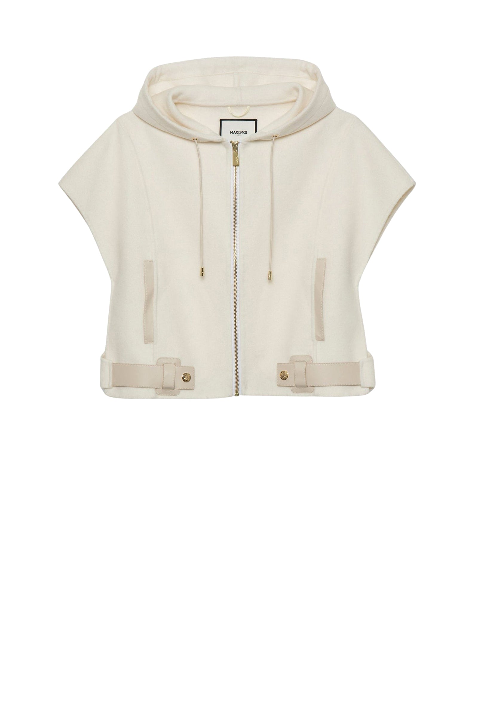 Vani short double-faced wool cape jacket - White