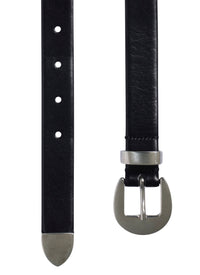 Ceinture Western en cuir lisse - Noir