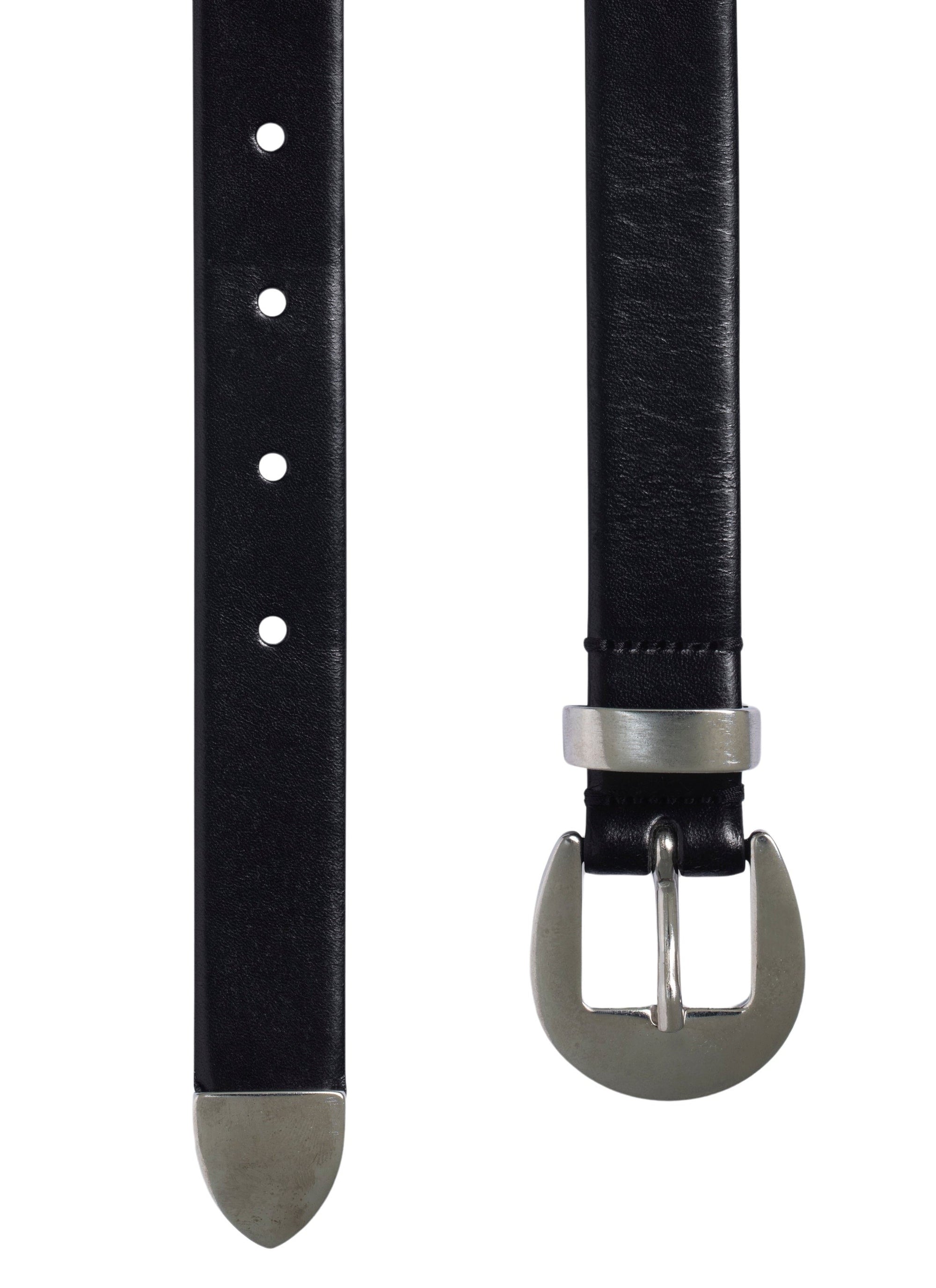Ceinture Western en cuir lisse - Noir