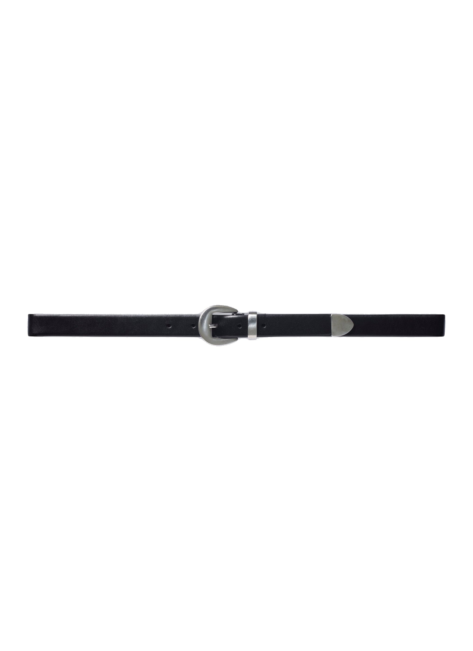 Ceinture Western en cuir lisse - Noir