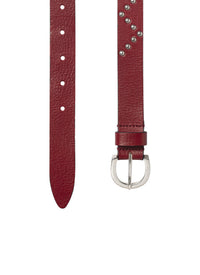 Ceinture à clous en cuir - Rouge