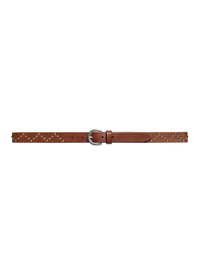 Leather studded belt - Brown
