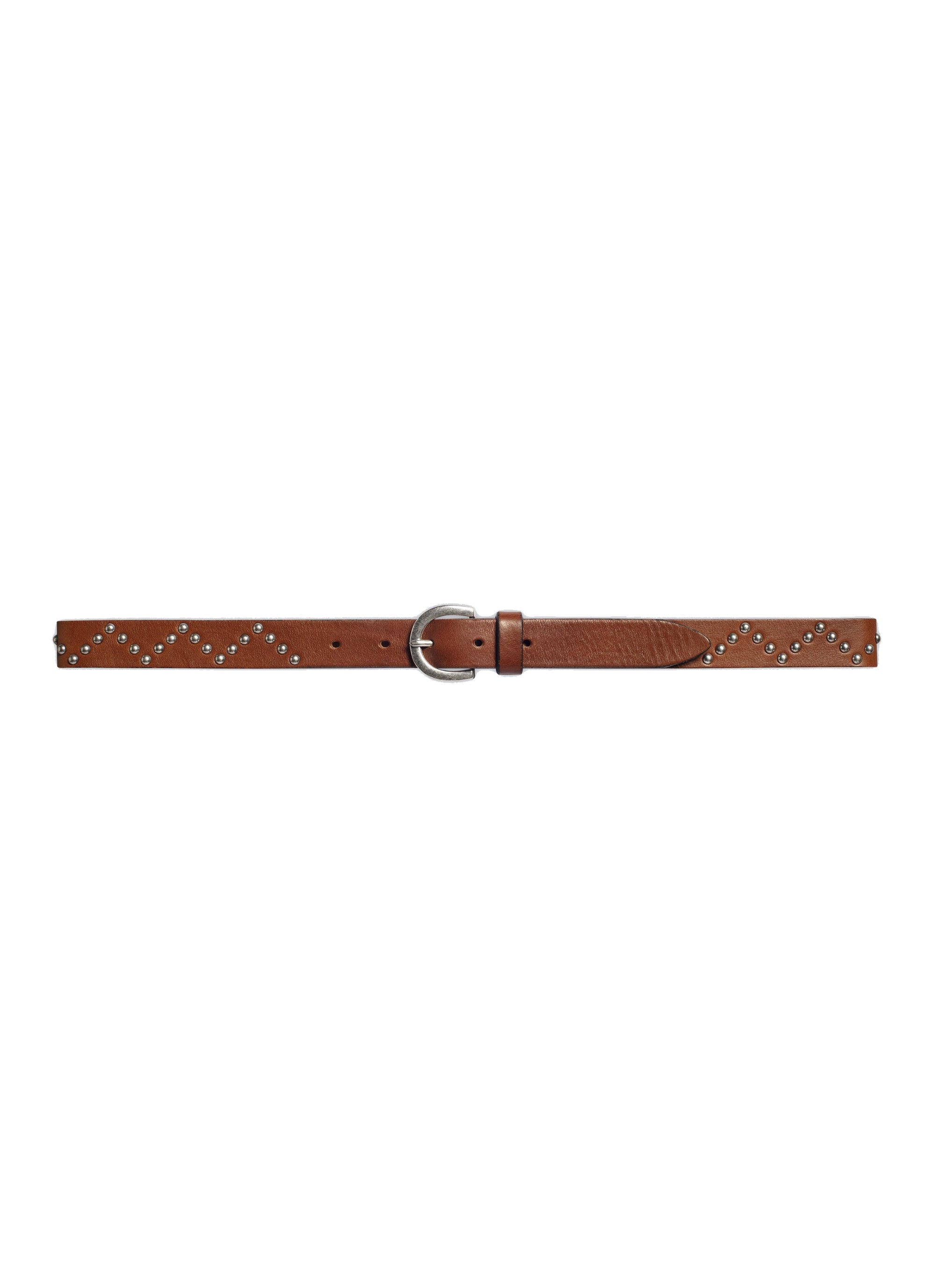 Leather studded belt - Brown