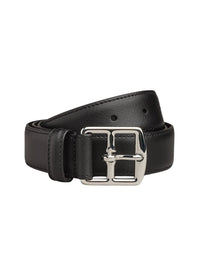 Men's black stripe saffiano leather belt - Black