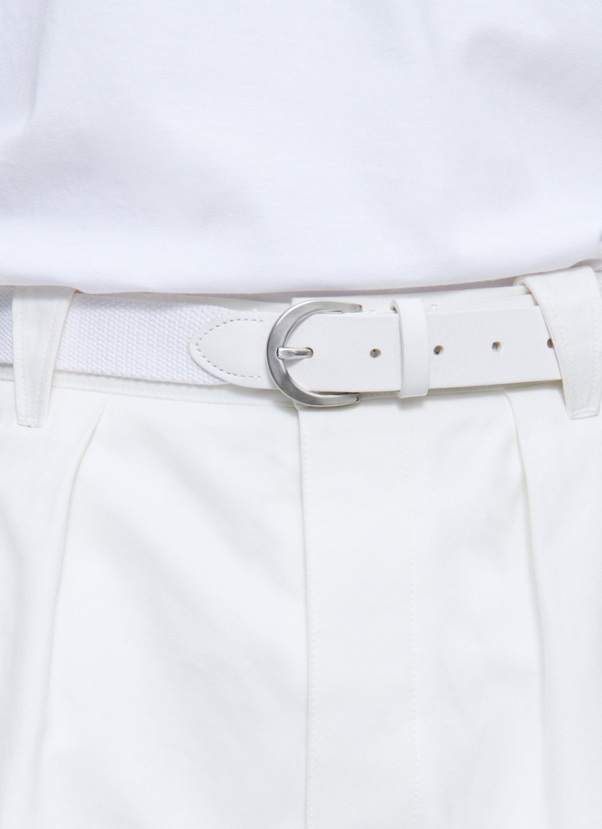 Ceinture tissée en cuir - Écru