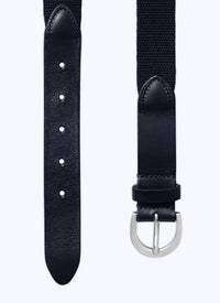 Woven leather belt - Navy