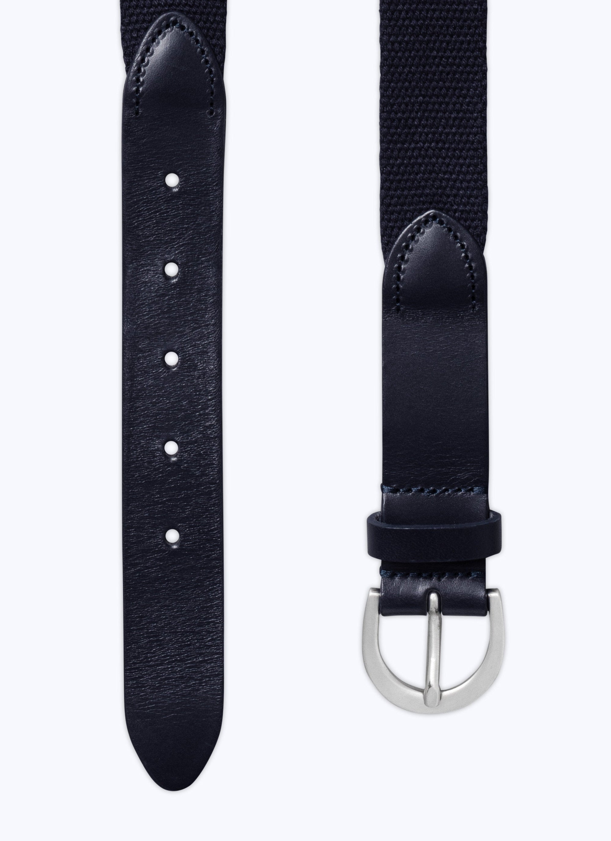Woven leather belt - Navy