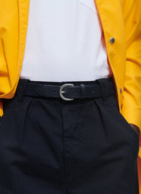 Woven leather belt - Navy