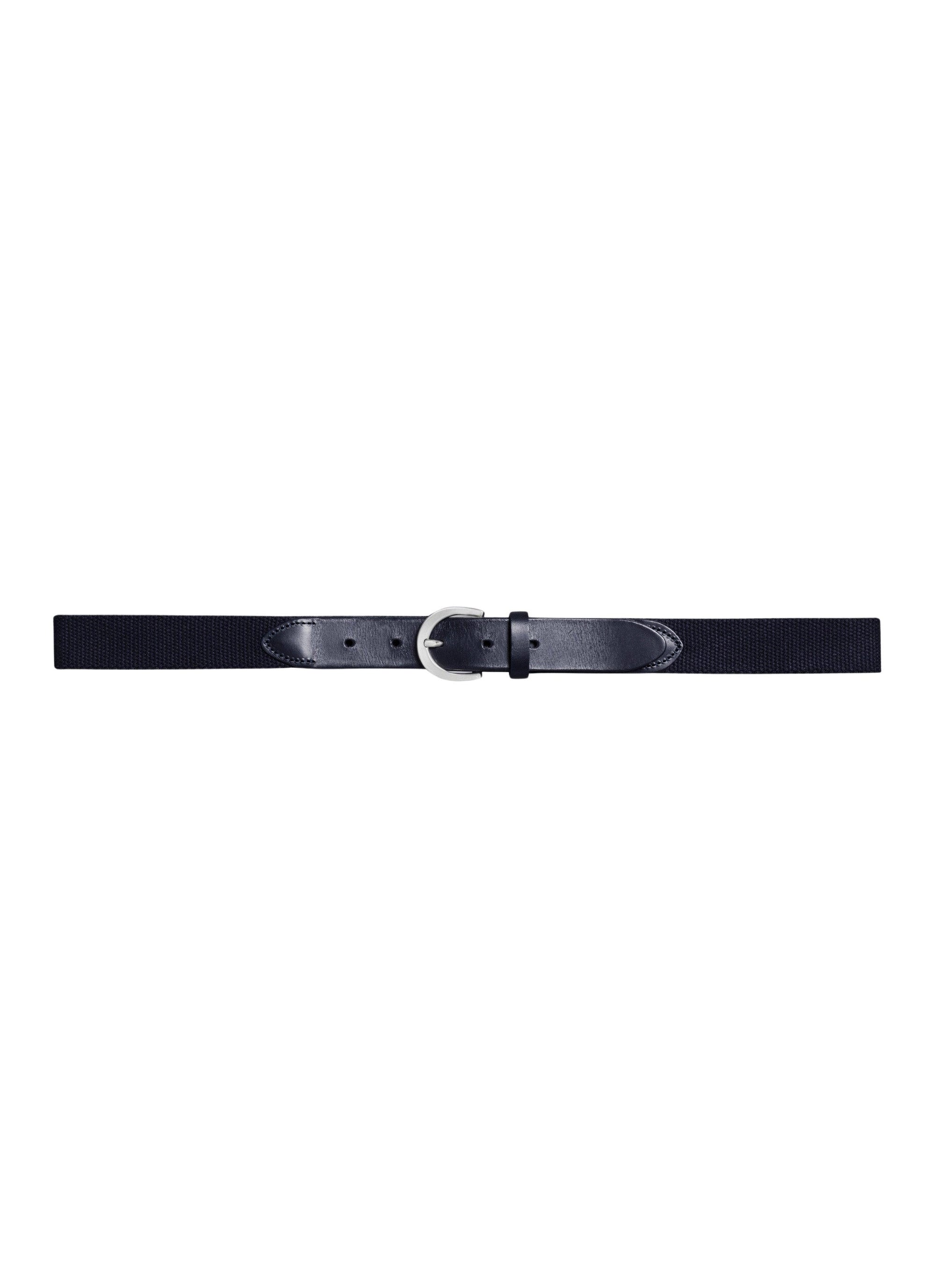 Woven leather belt - Navy