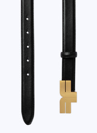 Leather belt with buckle - Black