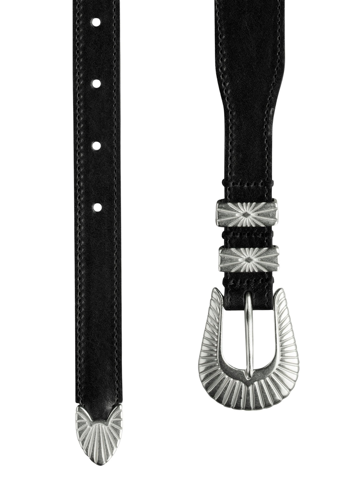 Western leather belt - Black