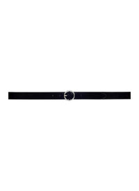 Round buckle leather belt - Black