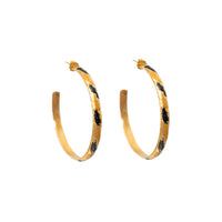 Boucles d'oreilles créoles Artsy dorées à l'or fin et émail - Feline Mix
