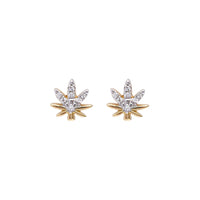 BOUCLES D OREILLES MAGIC TOUCH OR JAUNE MOTIF FEUILLE