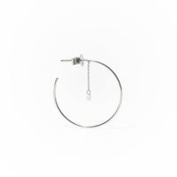 1qty NEW / Boucle d'oreille cercle ouvert 1 diamant       -Blanc