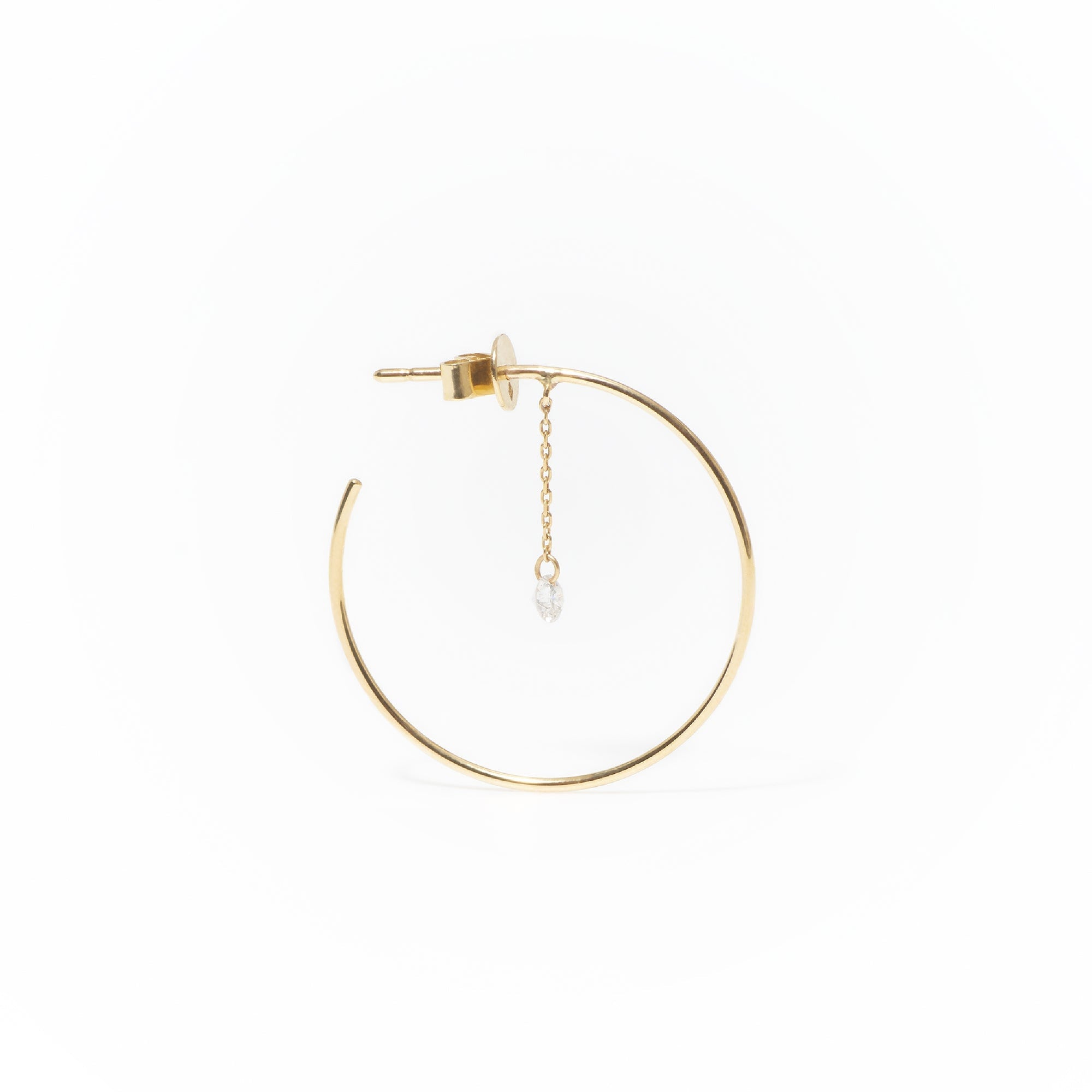 9qty NEW / Boucle d'oreille cercle ouvert 1 diamant         -Jaune