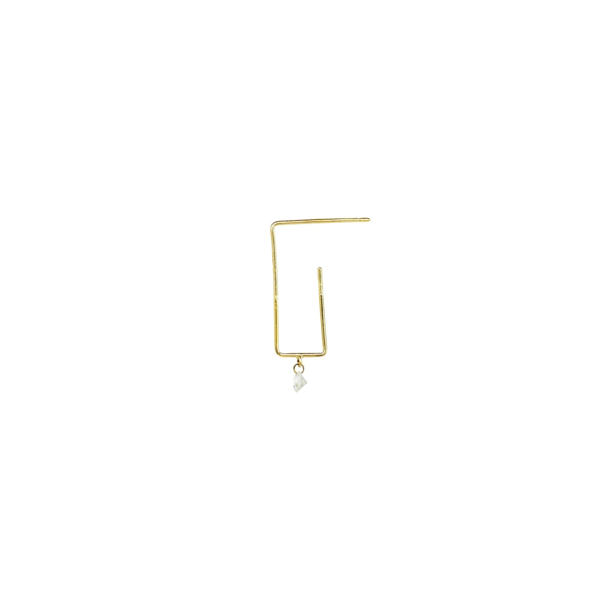 Mono boucle Hélios géométrique sertie d'un diamant - Or Jaune
