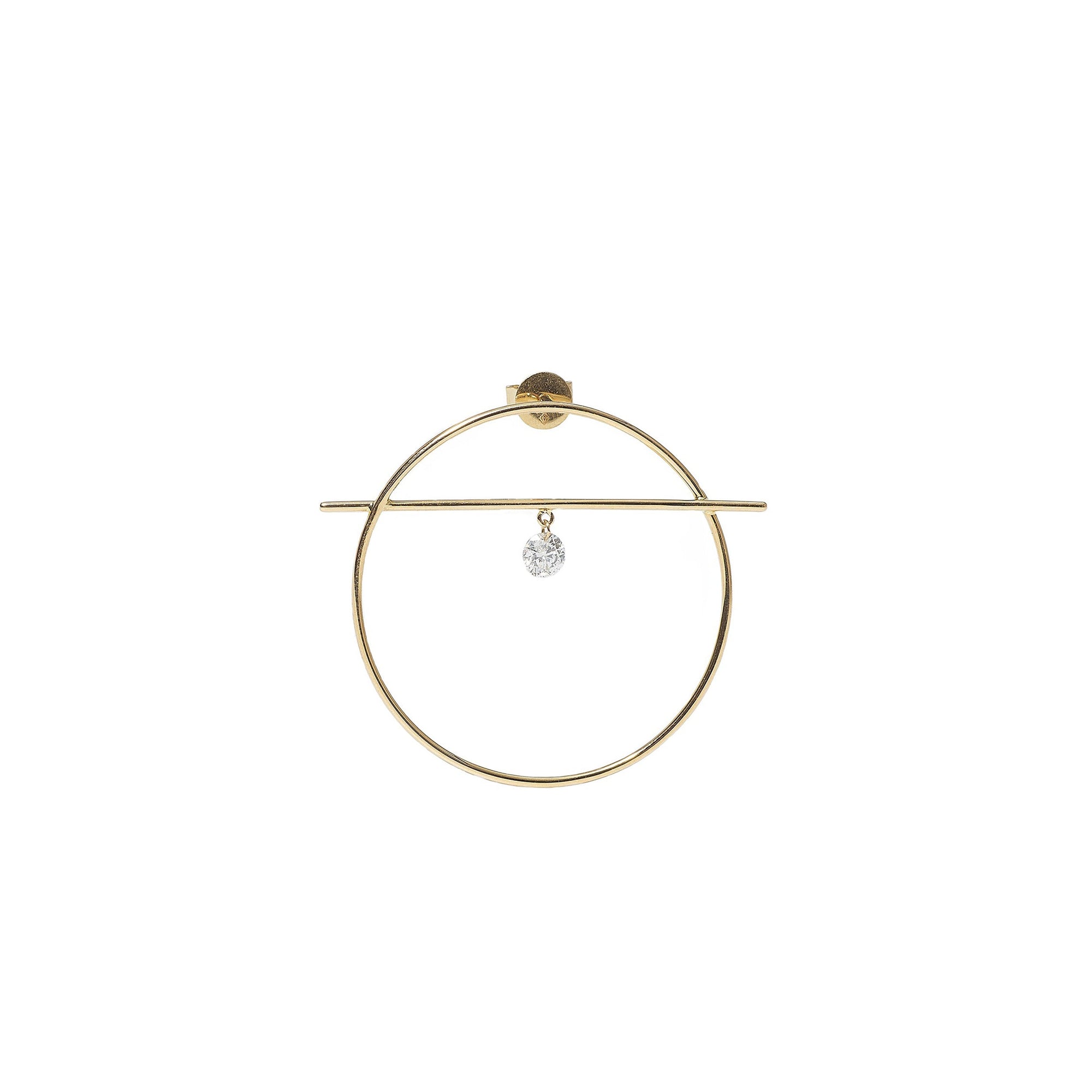 2qty RELIQUAT 595€/ QTY IN : 2-QTY OUT : 0- ST : 0% // Boucle d'oreille Fibule M, 1 diamant          -Jaune