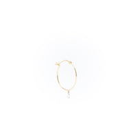 2qty NEW / Boucle d'oreille anneau fermé, 1 diamant     -Jaune