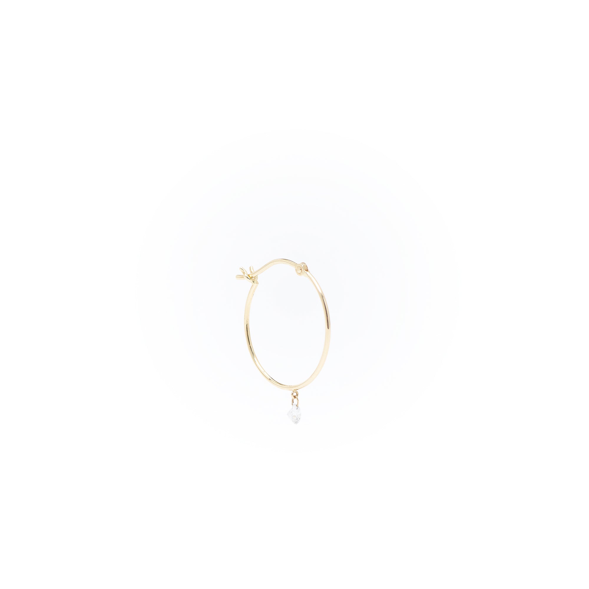 2qty NEW / Boucle d'oreille anneau fermé, 1 diamant     -Jaune