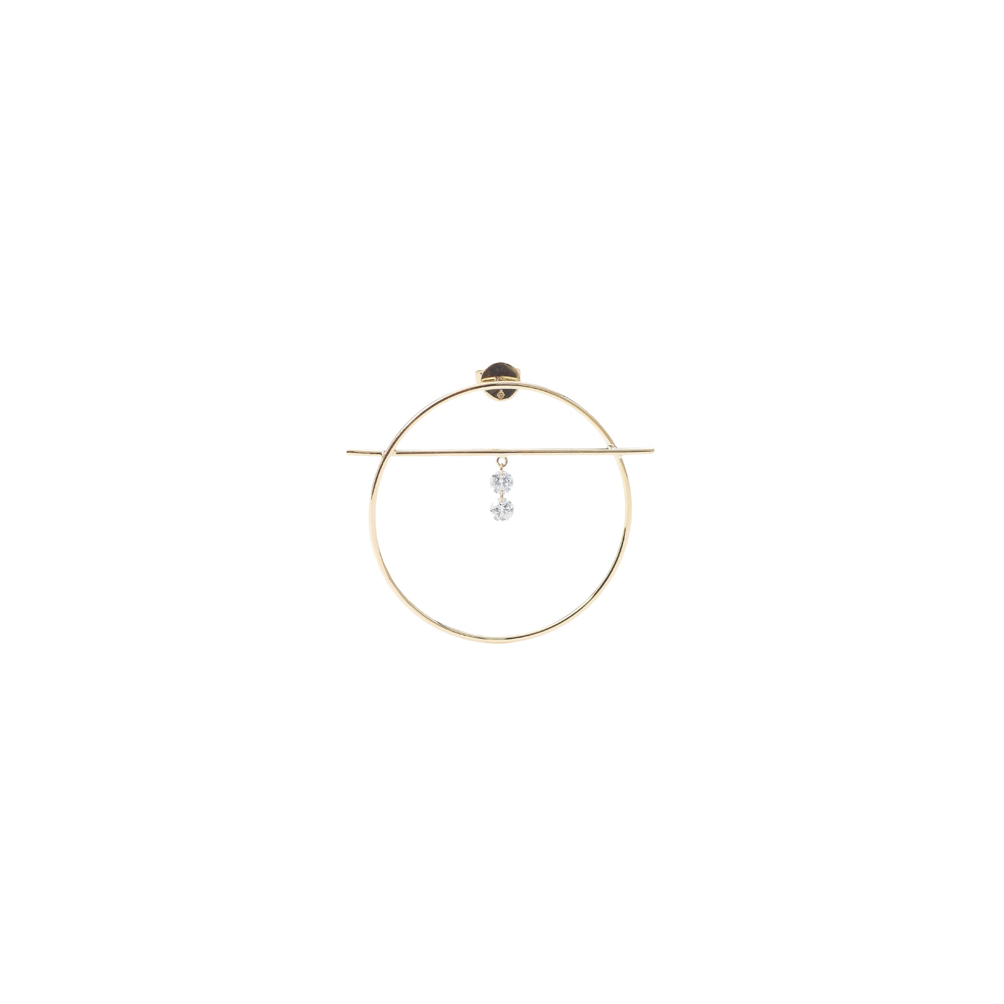 Mono boucle Fibule barre sertie de diamants - Or Jaune