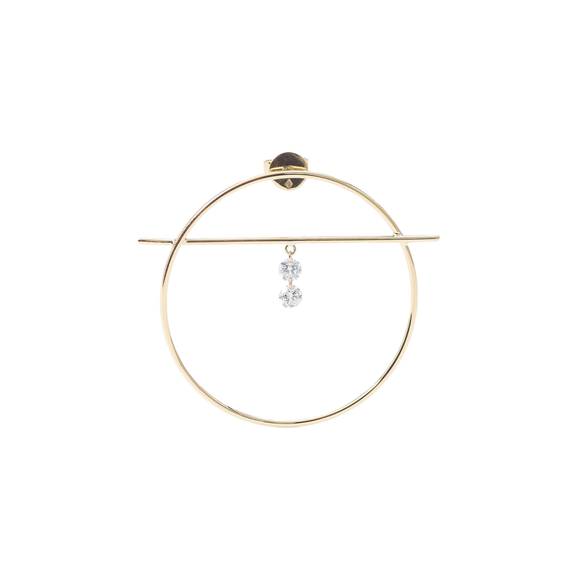 1qty RELIQUAT 595€/ QTY IN : 1-QTY OUT : 0- ST : 0% // Boucle d'oreille Fibule, 2 diamants           -Jaune