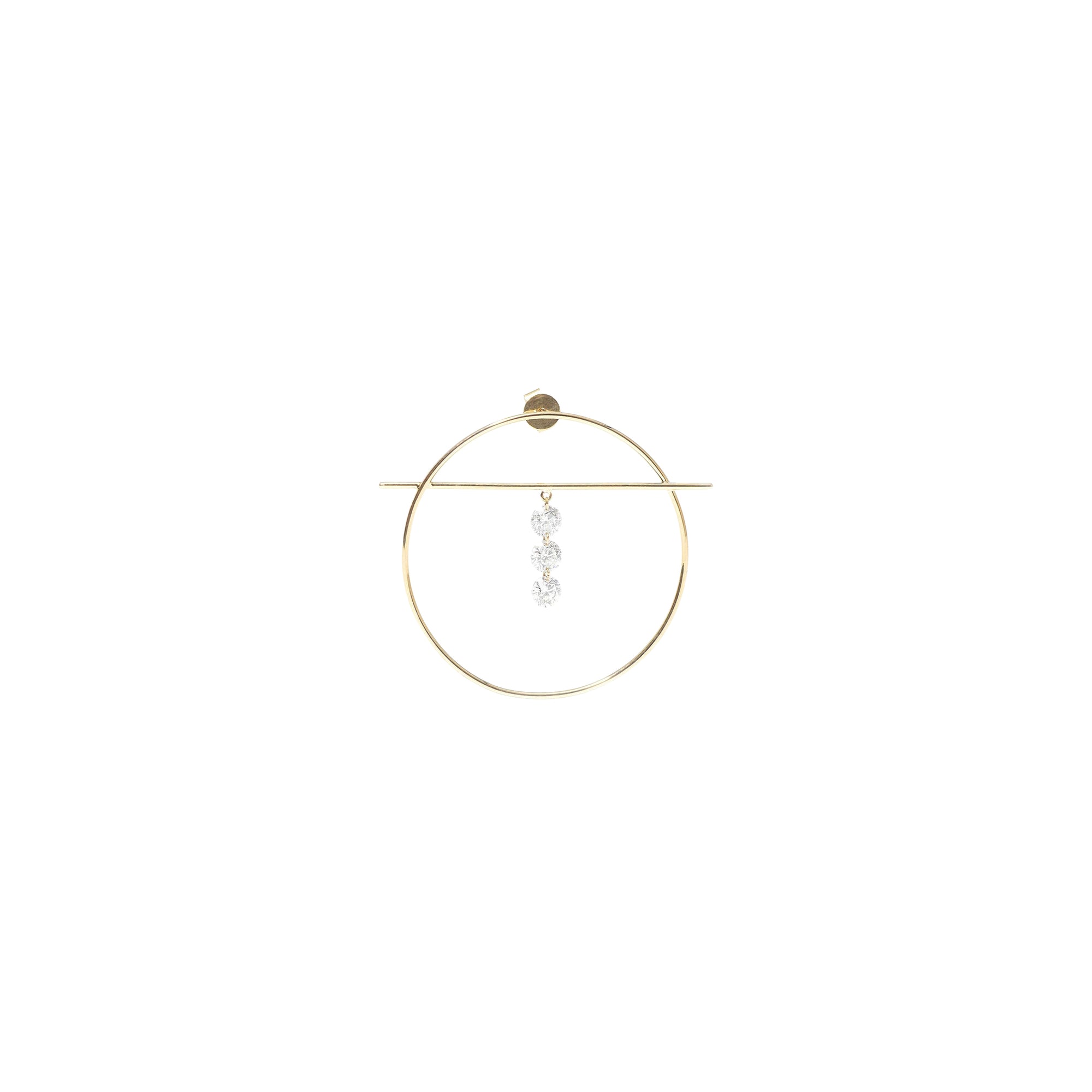 Mono boucle Fibule M sertie de diamants - Or Jaune