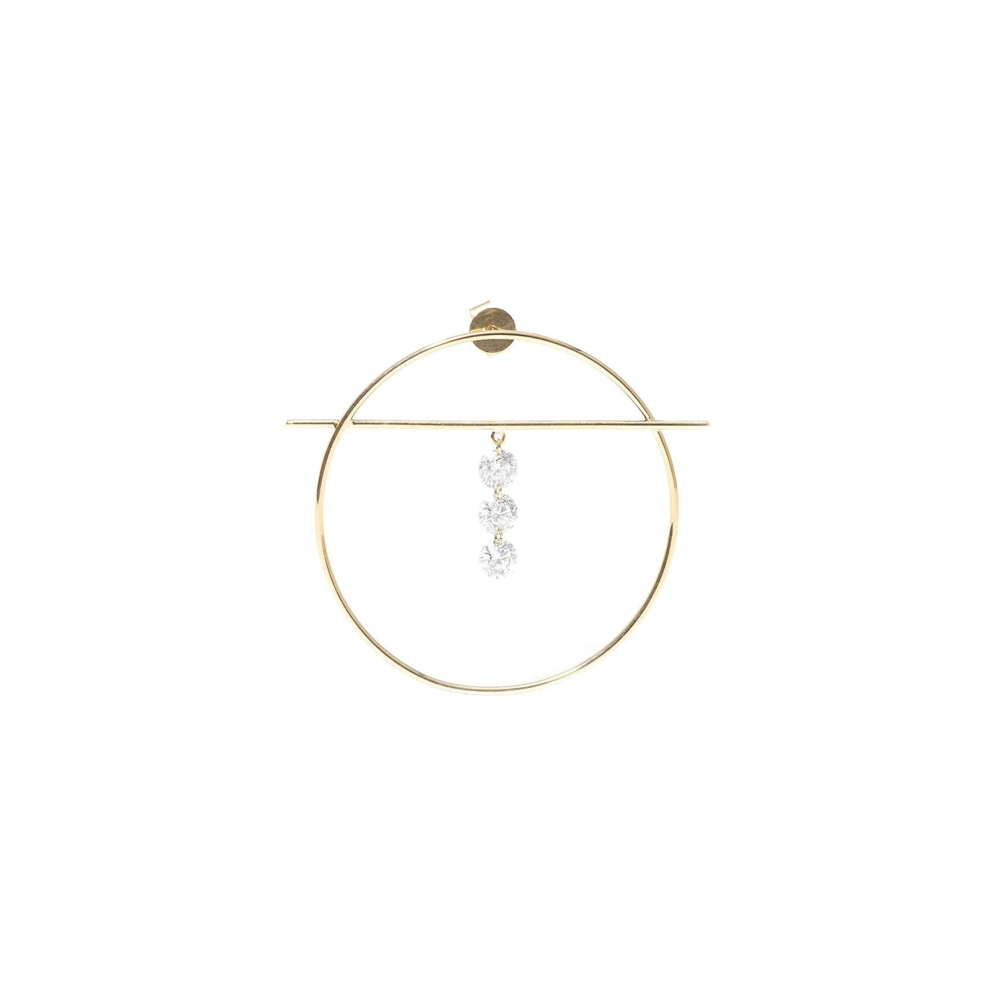 1qty RELIQUAT 1190€/ QTY IN : 1-QTY OUT : 0- ST : 0% // Boucle d'oreille Fibule M, 3 diamants         -Jaune