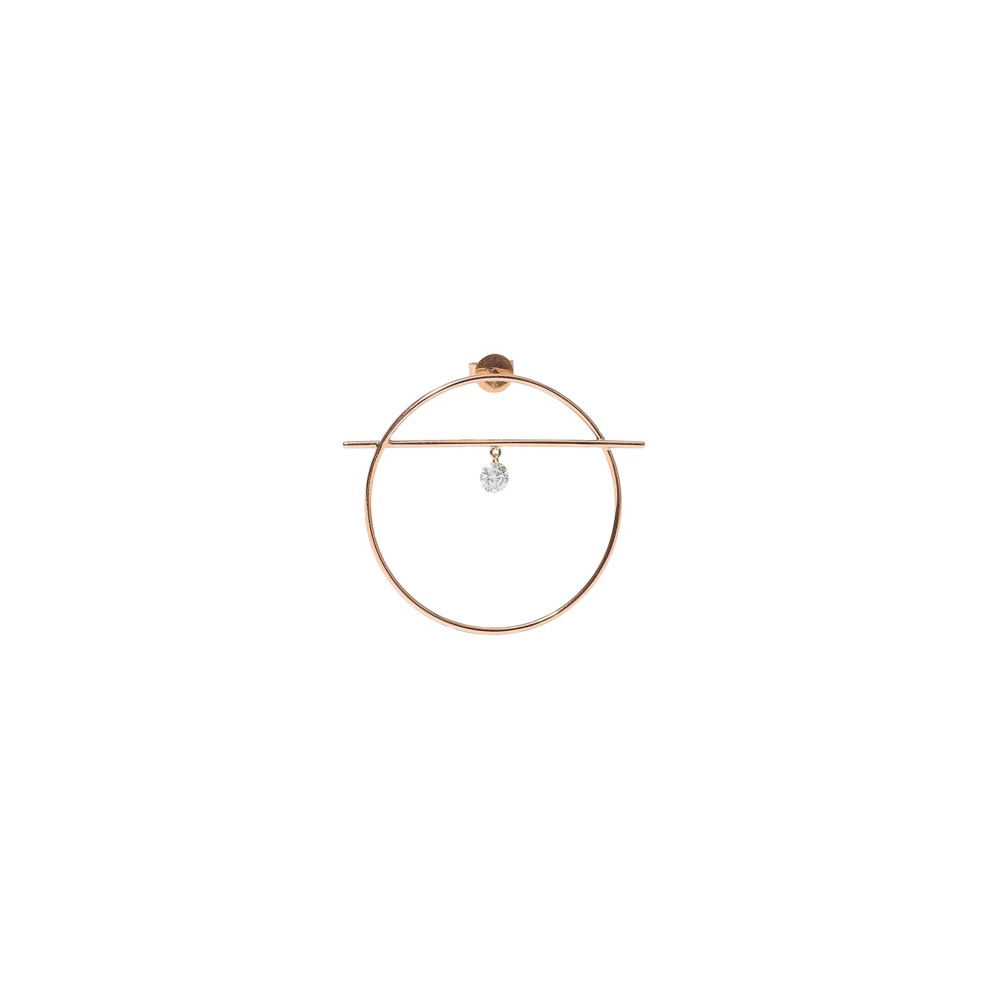 Mono boucle Fibule M sertie d'un diamant - Or Rose