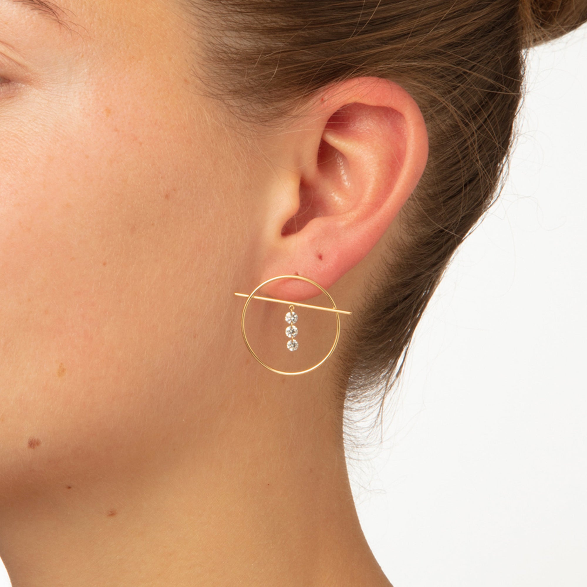 Mono boucle Fibule S sertie de diamants - Or Jaune