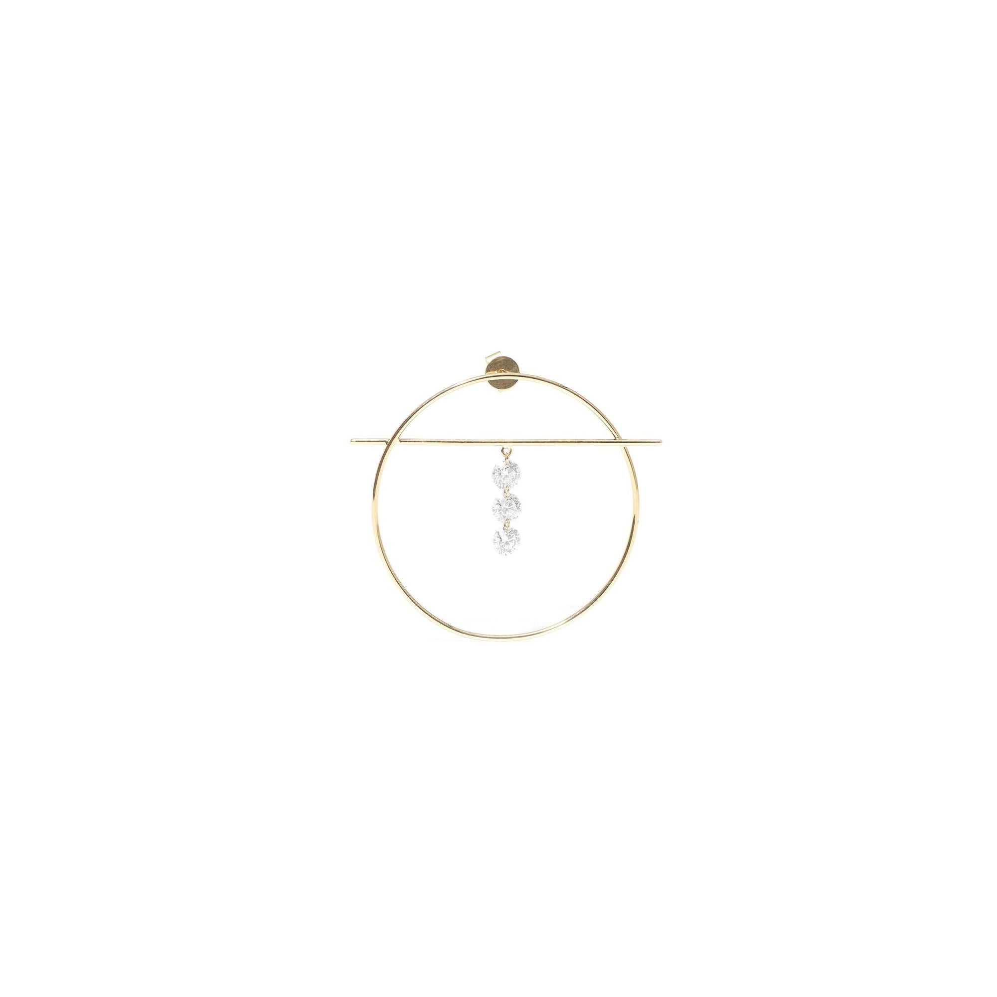 2qty RELIQUAT 550€/ QTY IN : 2-QTY OUT : 2- ST : 100% // Boucle d'oreille Fibule S, 3 diamants         -Jaune