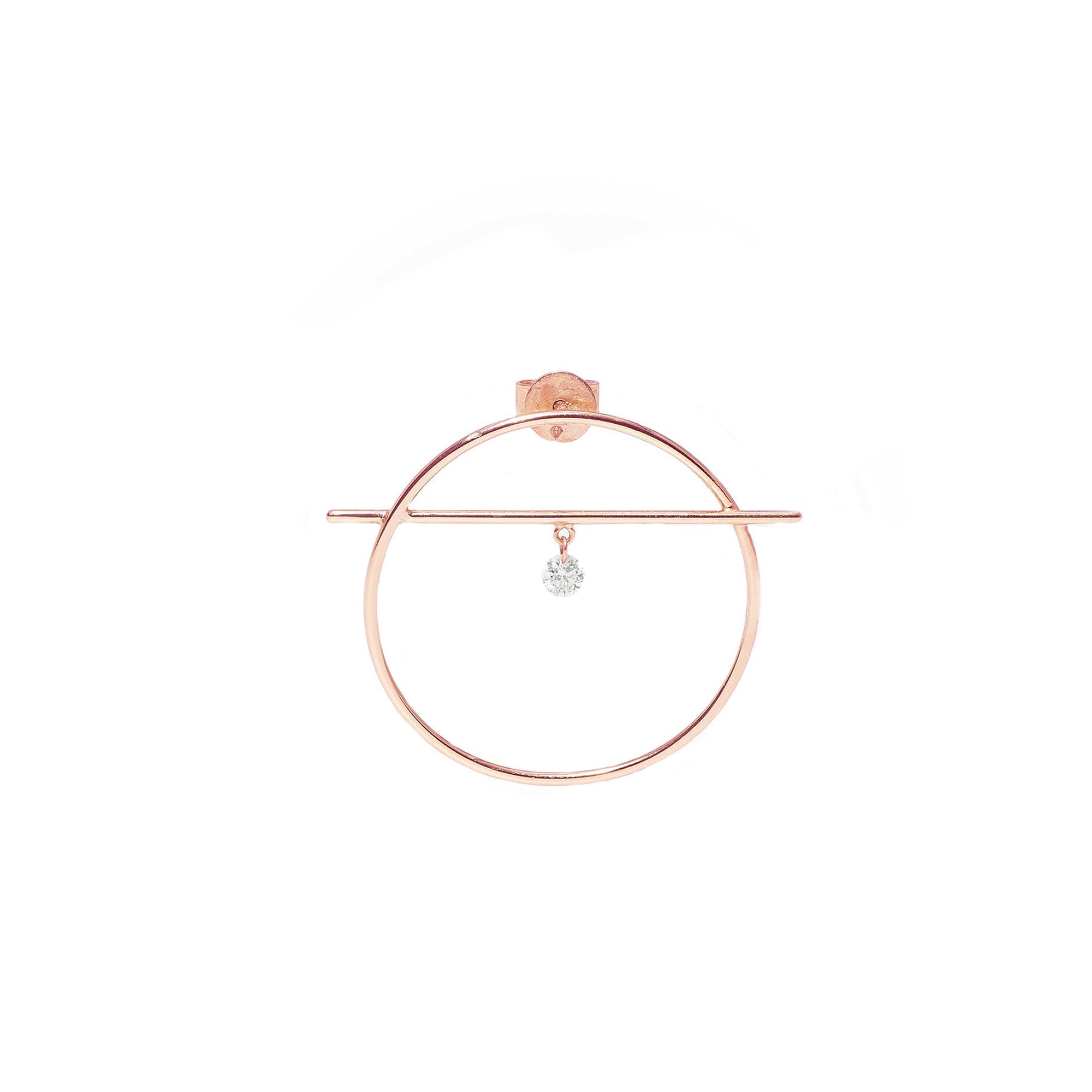 1qty RELIQUAT 550€/ QTY IN : 2-QTY OUT : 0- ST : 0% // Boucle d'oreille Fibule S, 1 diamant         -Rose